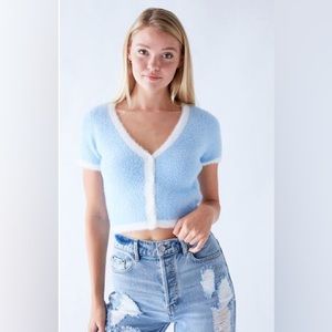 LA Hearts Fuzzy V-Neck Cardigan